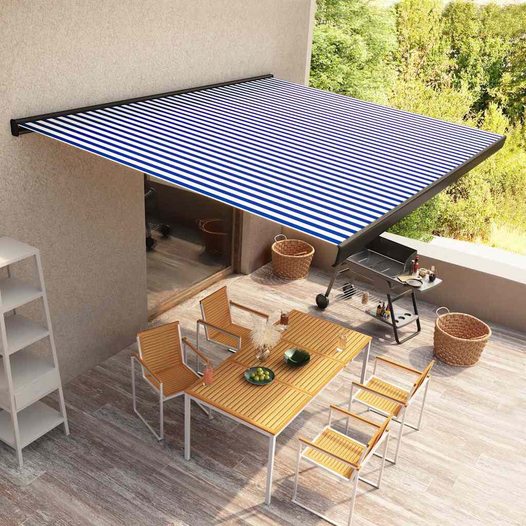 vidaXL Τέντα Κασετίνα με Μοτέρ Μπλε / Λευκή 500 x 300 εκ.