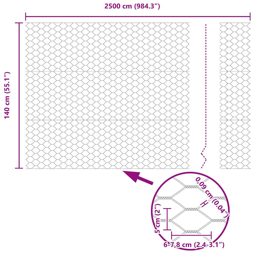 vidaXL Εξάγωνος Φράχτης Πράσινος 1.4x25 μ Χάλυβας