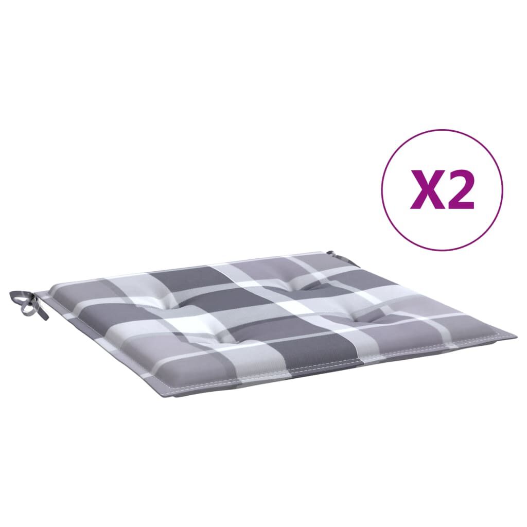 vidaXL Μαξιλάρια Καρέκλας 2τεμ Γκρι Καρό 40x40x3εκ. Ύφασμα Oxford