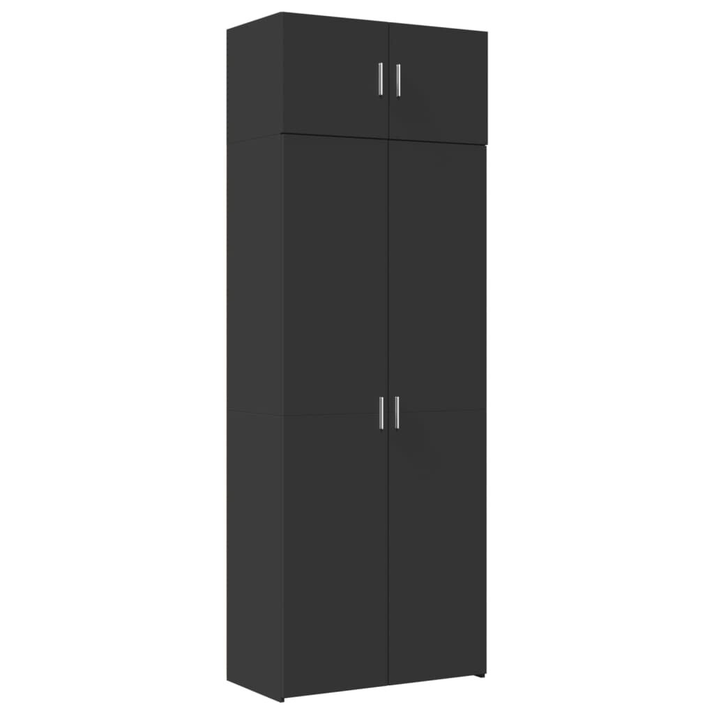 vidaXL Ραφιέρα με Ντουλάπια Μαύρη 80x42,5x225 εκ. από Επεξ. Ξύλο