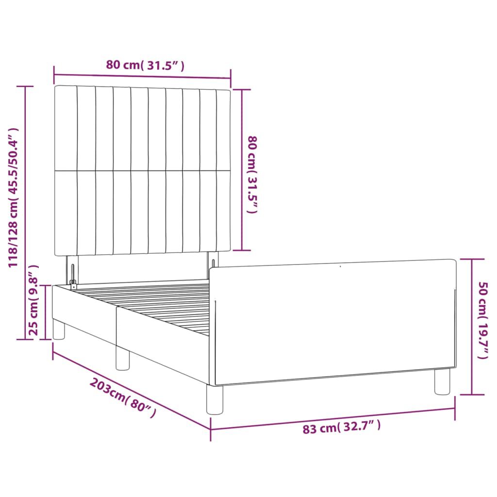 vidaXL Σκελετός Κρεβατιού Χωρίς Στρώμα Taupe 80x200 εκ. Υφασμάτινο