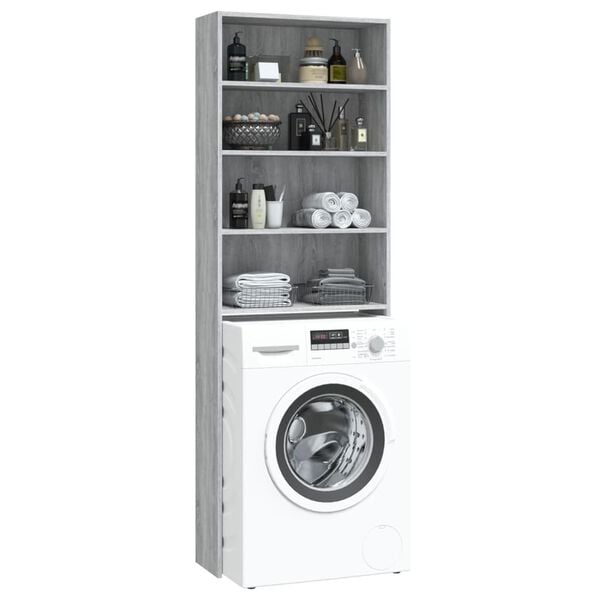 vidaXL Ντουλάπι Πλυντηρίου Γκρι Sonoma 64 x 24 x 190 εκ.