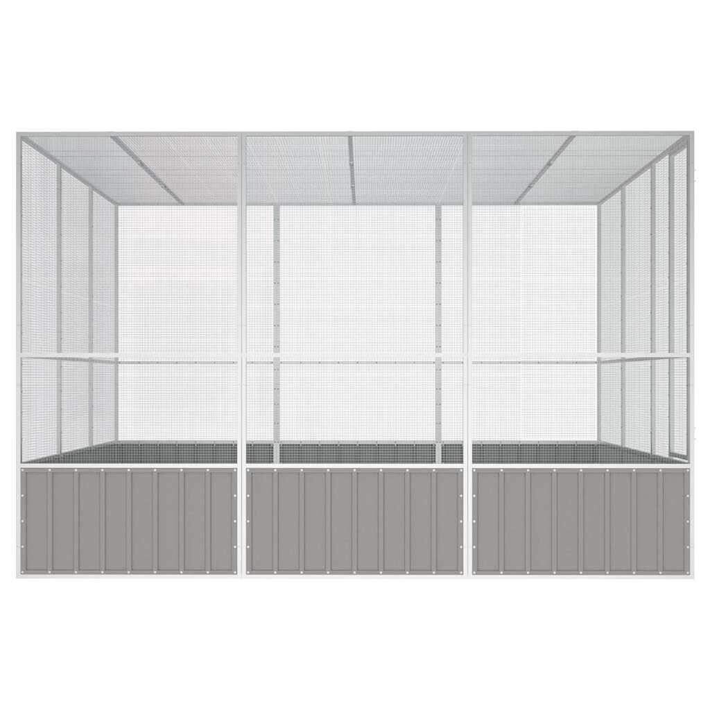 vidaXL Κλουβί Πουλιών Γκρι 302,5x324,5x211,5 εκ Γαλβανισμένο Χάλυβα