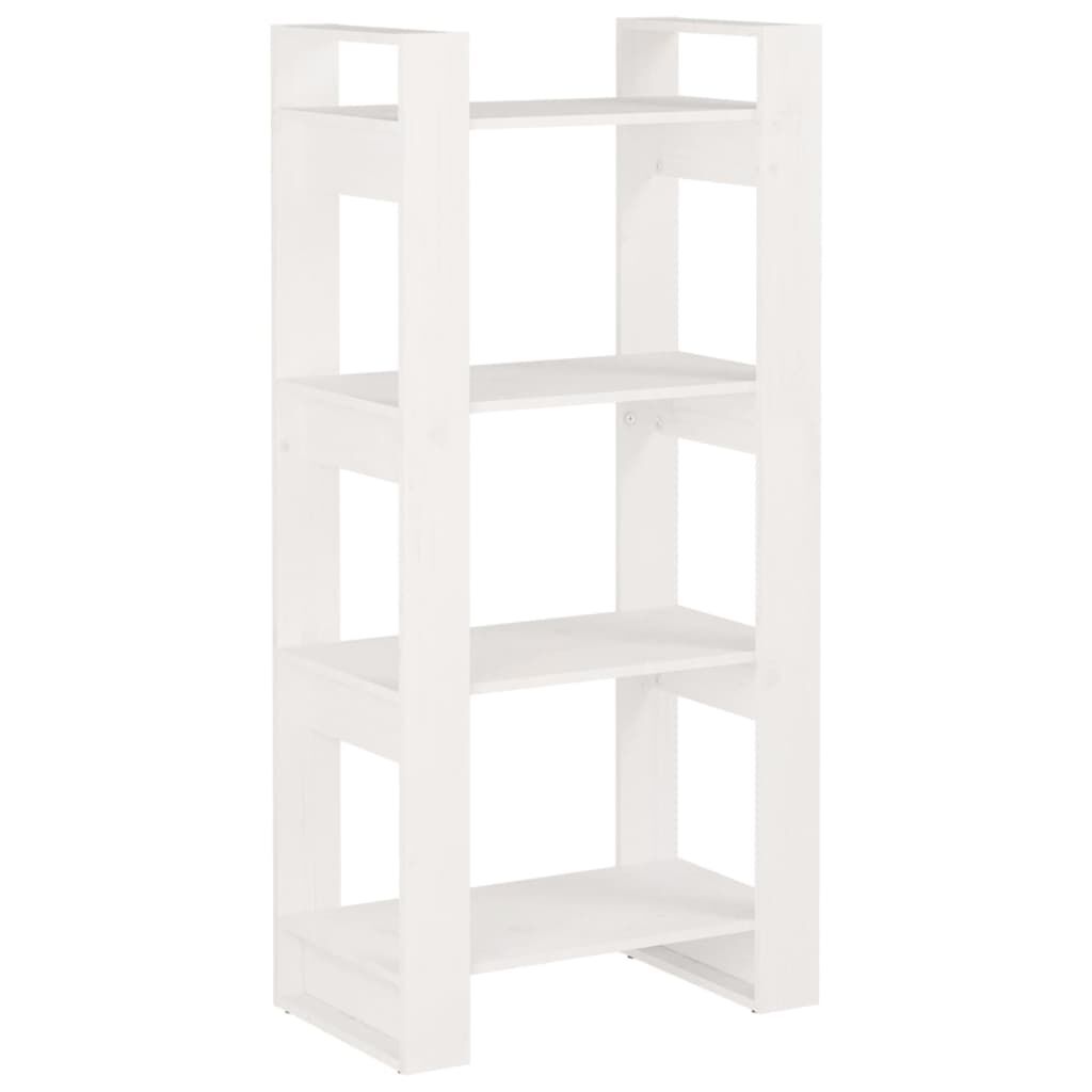 vidaXL Βιβλιοθήκη/Διαχωριστικό Χώρου Λευκό 60x35x125 εκ. Μασίφ Ξύλο