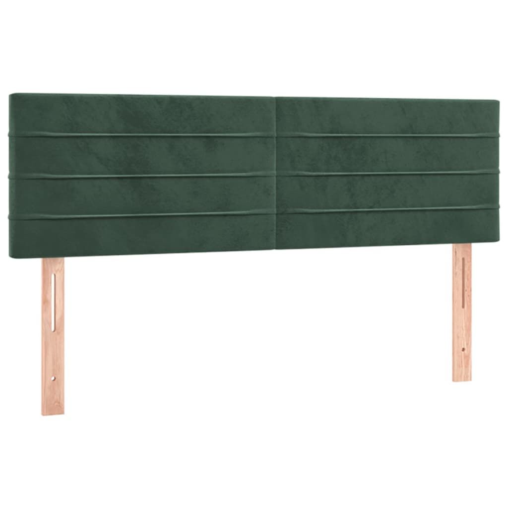 vidaXL Κρεβάτι Boxspring με Στρώμα Σκούρο Πράσινο 140x190εκ. Βελούδινο