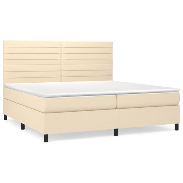 vidaXL &Kappa;&rho;&epsilon;&beta;ά&tau;&iota; Boxspring &mu;&epsilon; &Sigma;&tau;&rho;ώ&mu;&alpha; &Kappa;&rho;&epsilon;&mu; 200x200 &epsilon;&kappa;. &Upsilon;&phi;&alpha;&sigma;&mu;ά&tau;&iota;&nu;&omicron;