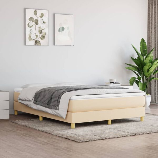 vidaXL &Kappa;&rho;&epsilon;&beta;ά&tau;&iota; Boxspring &mu;&epsilon; &Sigma;&tau;&rho;ώ&mu;&alpha; &Kappa;&rho;&epsilon;&mu; 140x190 &epsilon;&kappa;. &Upsilon;&phi;&alpha;&sigma;&mu;ά&tau;&iota;&nu;&omicron;