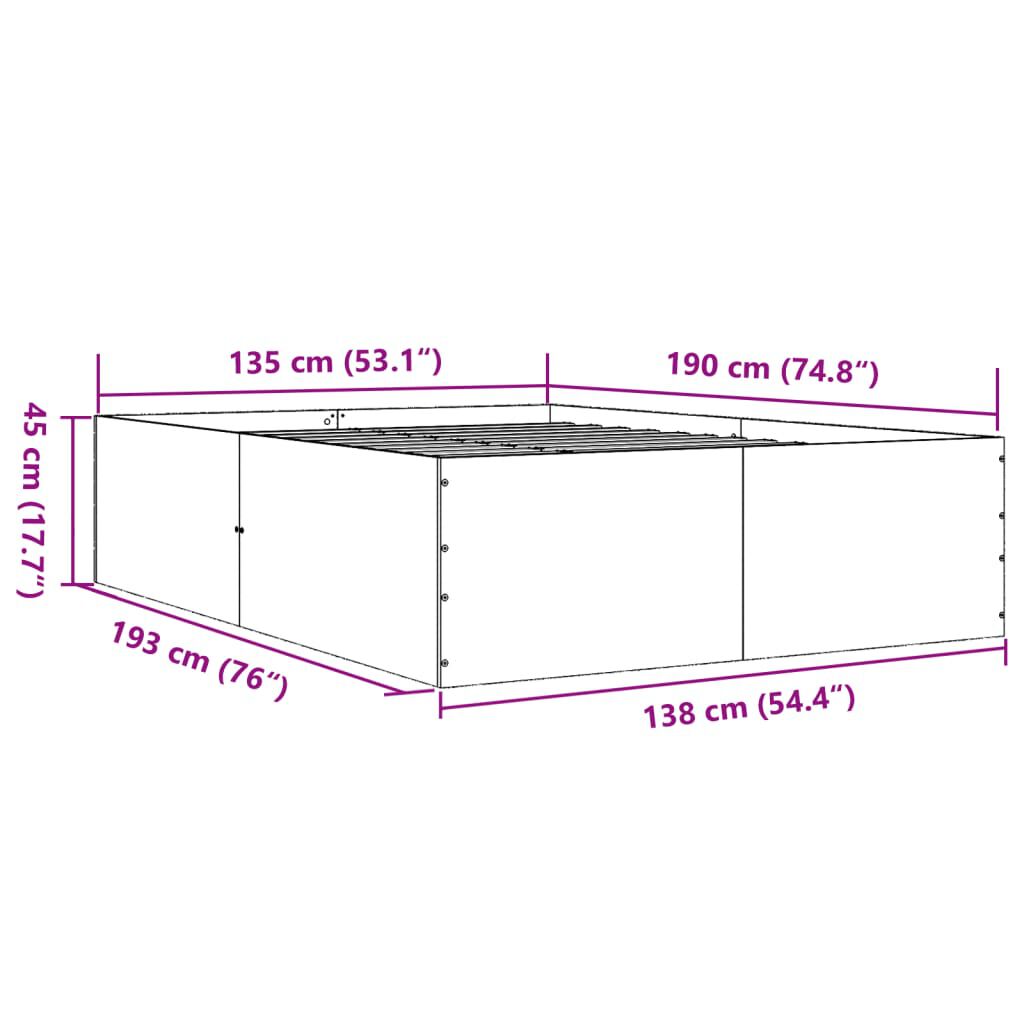 vidaXL Πλαίσιο Κρεβατιού Λευκό 135x190 εκ. από Επεξεργασμένο Ξύλο
