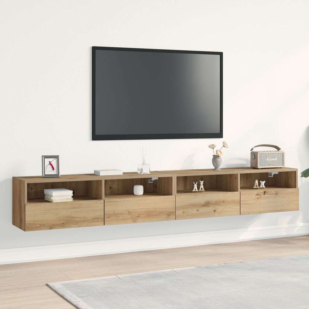 vidaXL Ντουλάπια τοίχου TV 2 τεμ Καρυδιά 100x30x30 εκ Επεξεργασμένο ξύλο
