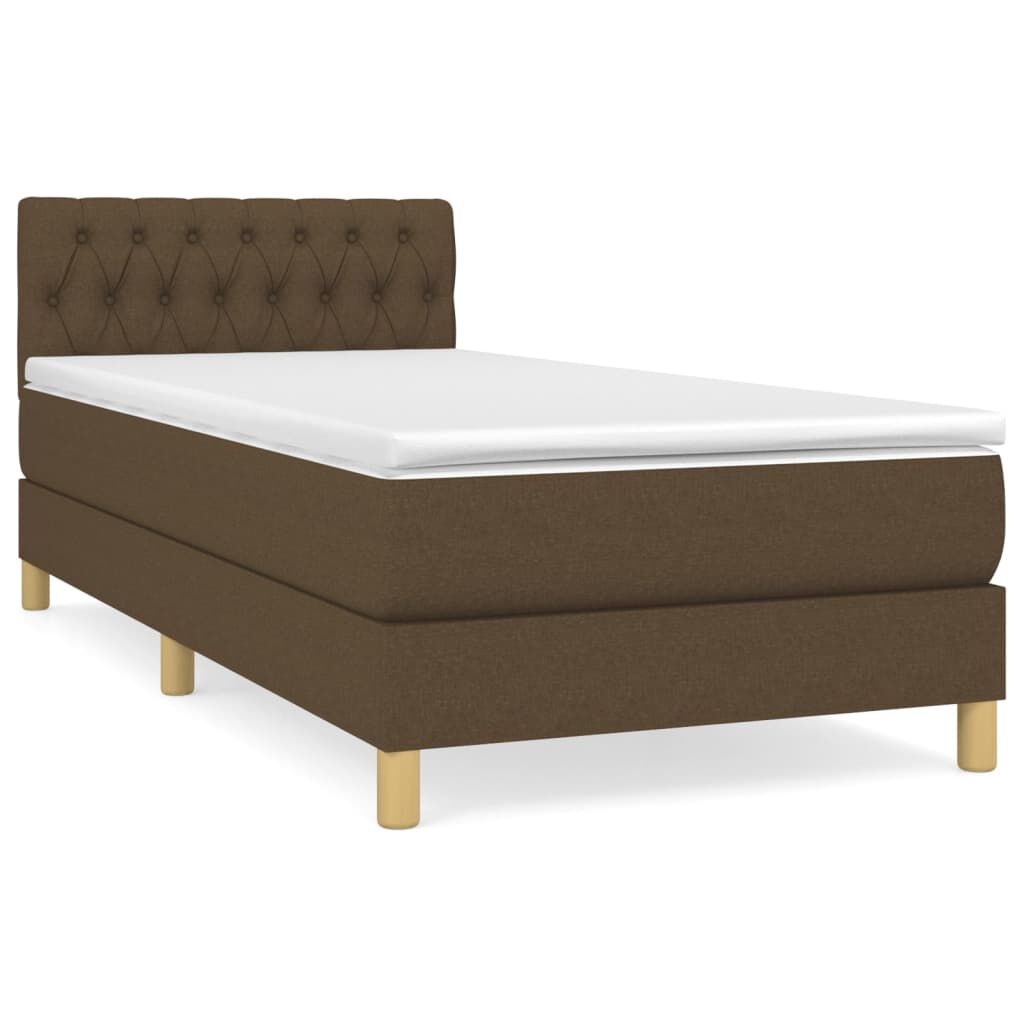 vidaXL Κρεβάτι Boxspring με Στρώμα Σκούρο Καφέ 100x200 εκ. Υφασμάτινο