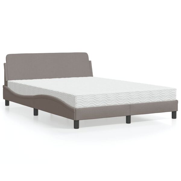 vidaXL Κρεβάτι με Στρώμα Taupe 140x200 εκ. Υφασμάτινο