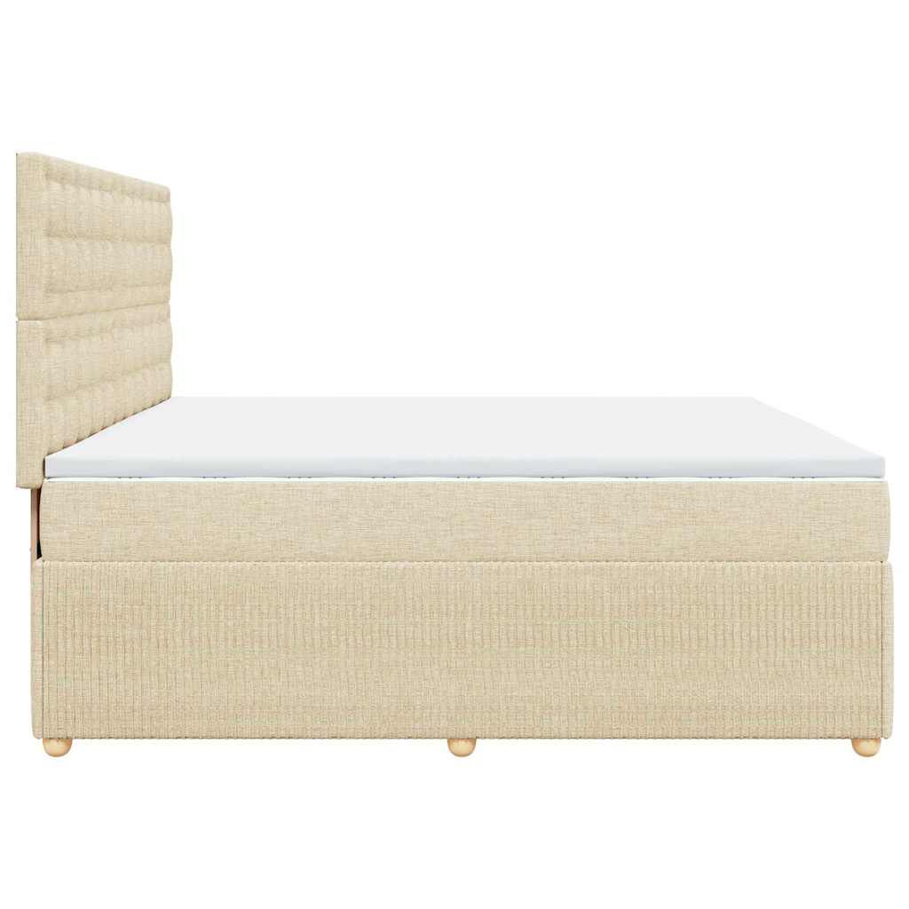 vidaXL Κρεβάτι Boxspring με Στρώμα Κρεμ 200x200 εκ. Υφασμάτινο