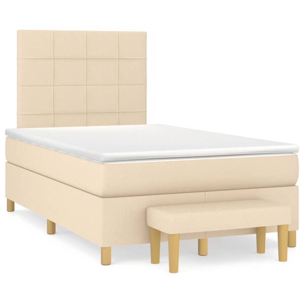 vidaXL &Kappa;&rho;&epsilon;&beta;ά&tau;&iota; Boxspring &mu;&epsilon; &Sigma;&tau;&rho;ώ&mu;&alpha; &Kappa;&rho;&epsilon;&mu; 120x200 &epsilon;&kappa;. &Upsilon;&phi;&alpha;&sigma;&mu;ά&tau;&iota;&nu;&omicron;