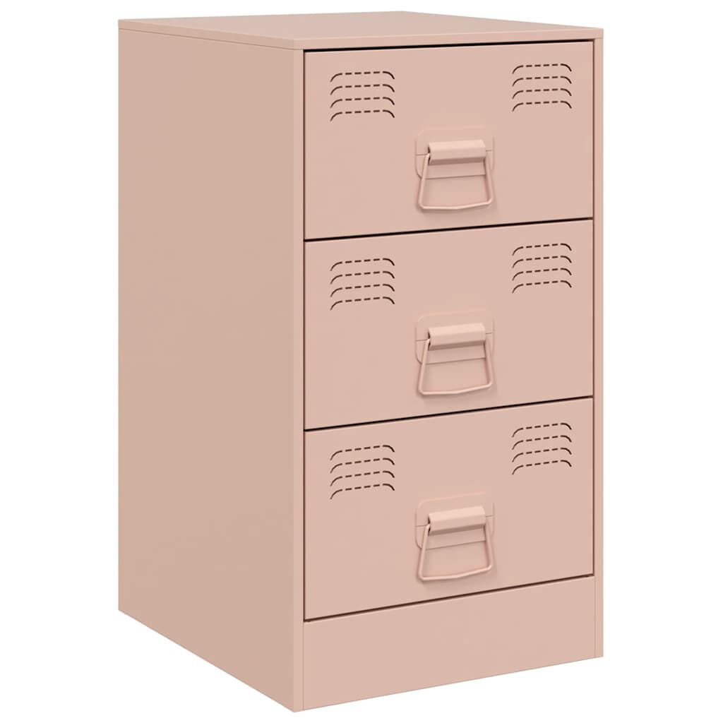 vidaXL Κομοδίνο Ροζ 34,5x39x62 εκ. από Χάλυβα