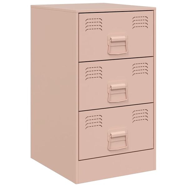 vidaXL Κομοδίνο Ροζ 34,5x39x62 εκ. από Χάλυβα