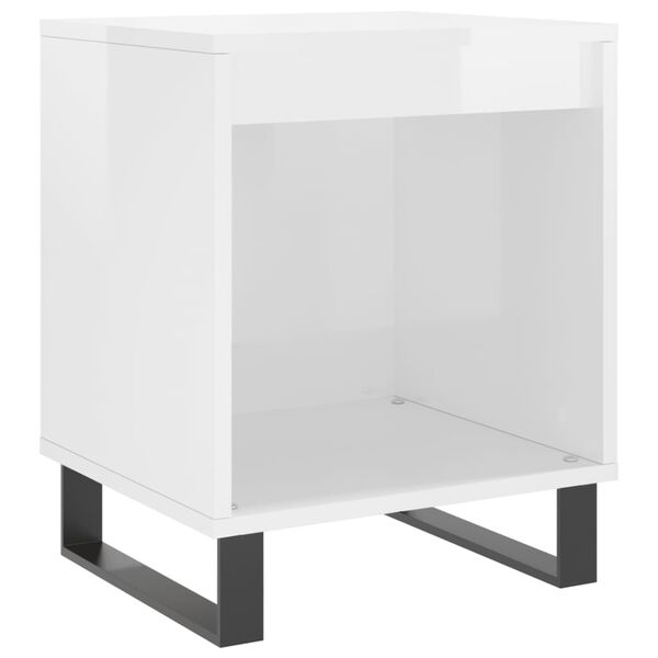vidaXL Κομοδίνο Γυαλ. Λευκό 40 x 35 x 50 εκ. από Επεξεργασμένο Ξύλο