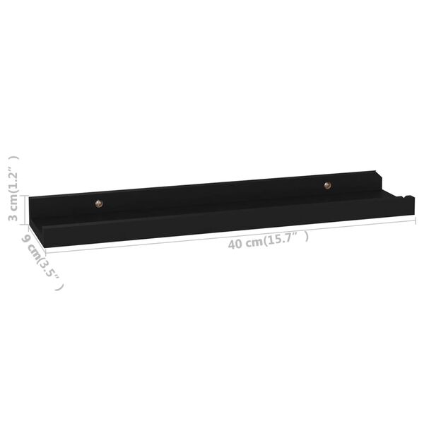 vidaXL Ράφια Τοίχου 4 τεμ. Μαύρα 40 x 9 x 3 εκ.