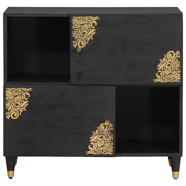 vidaXL Πλαϊνό γραφείο με ράφι Μαύρο 80 x 33 x 75 εκ Στερεό ξύλο μάνγκο