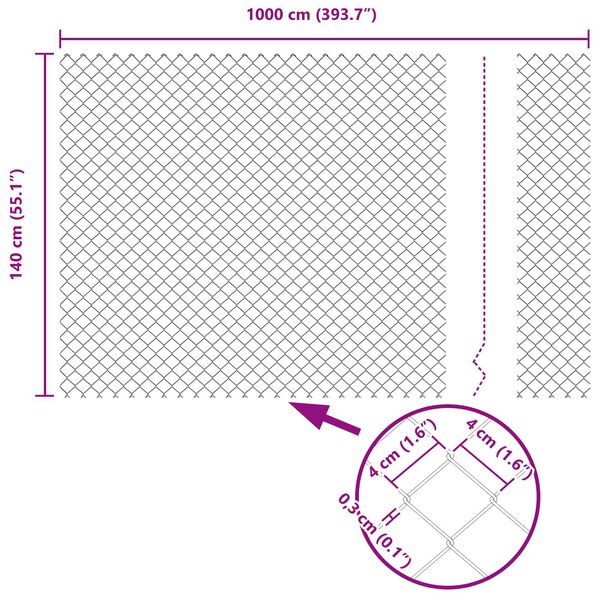vidaXL Φράχτης Πράσινο 10 x 1.4 μ Μέταλλο με επικάλυψη PVC