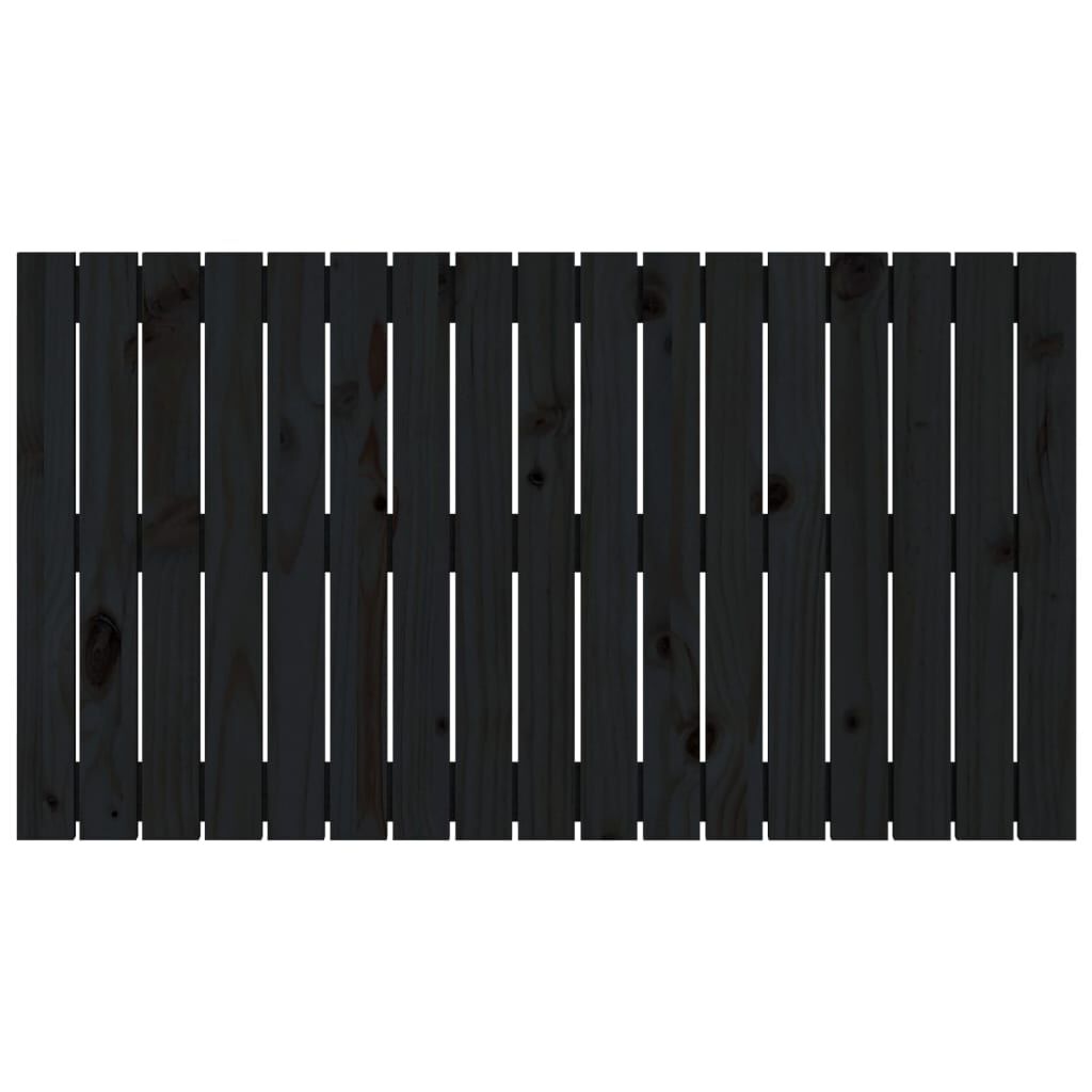 vidaXL Κεφαλάρι Τοίχου Μαύρο 108x3x60 εκ. από Μασίφ Ξύλο Πεύκου