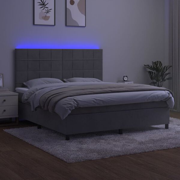 vidaXL &Kappa;&rho;&epsilon;&beta;ά&tau;&iota; Boxspring &mu;&epsilon; &Sigma;&tau;&rho;ώ&mu;&alpha; & LED &Alpha;&nu;.&Gamma;&kappa;&rho;&iota; 180x200 &epsilon;&kappa;. &Beta;&epsilon;&lambda;&omicron;ύ&delta;&iota;&nu;&omicron;