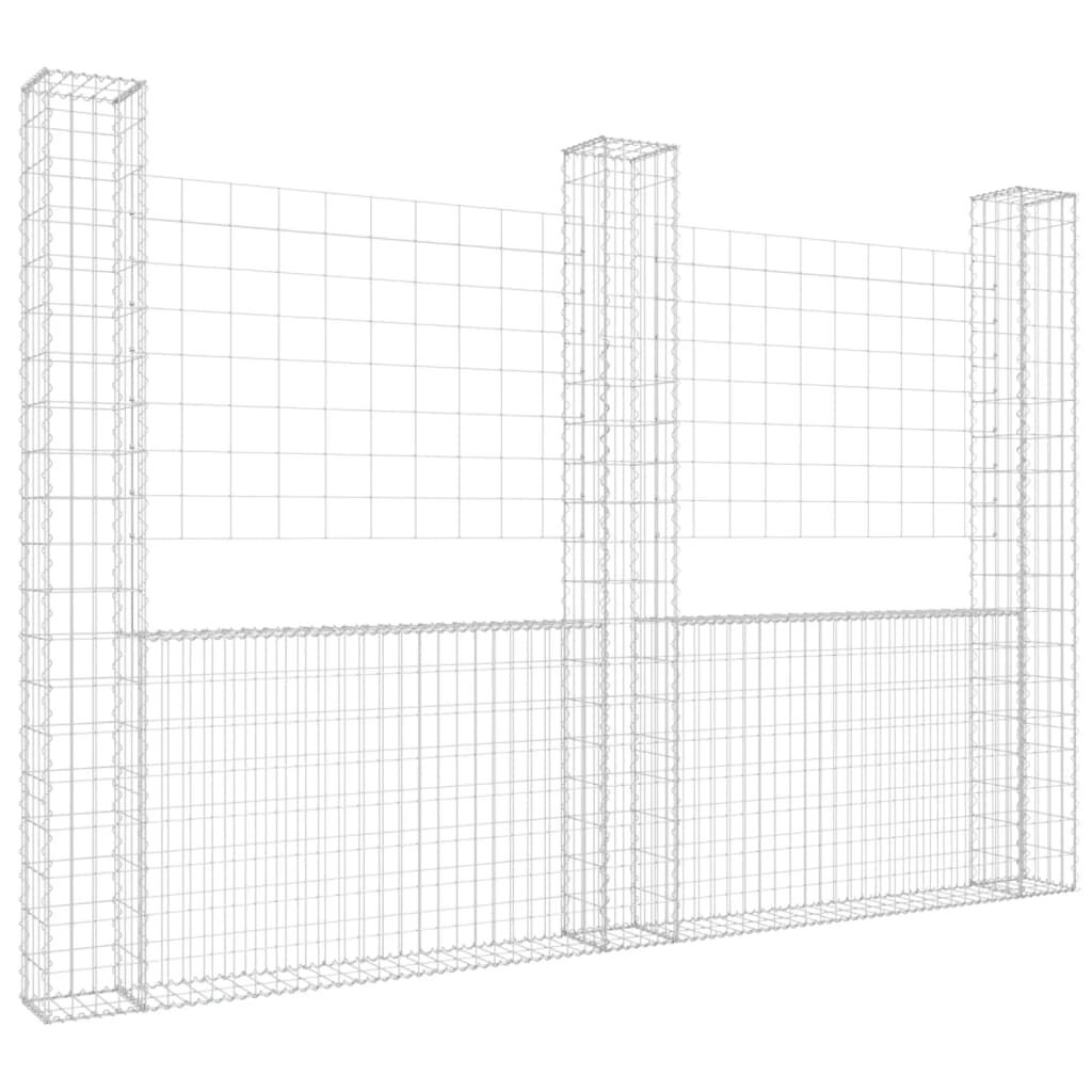vidaXL Συρματοκιβώτια σε U Σχήμα με 3 Στύλους 260x20x200 εκ Σιδερένιο