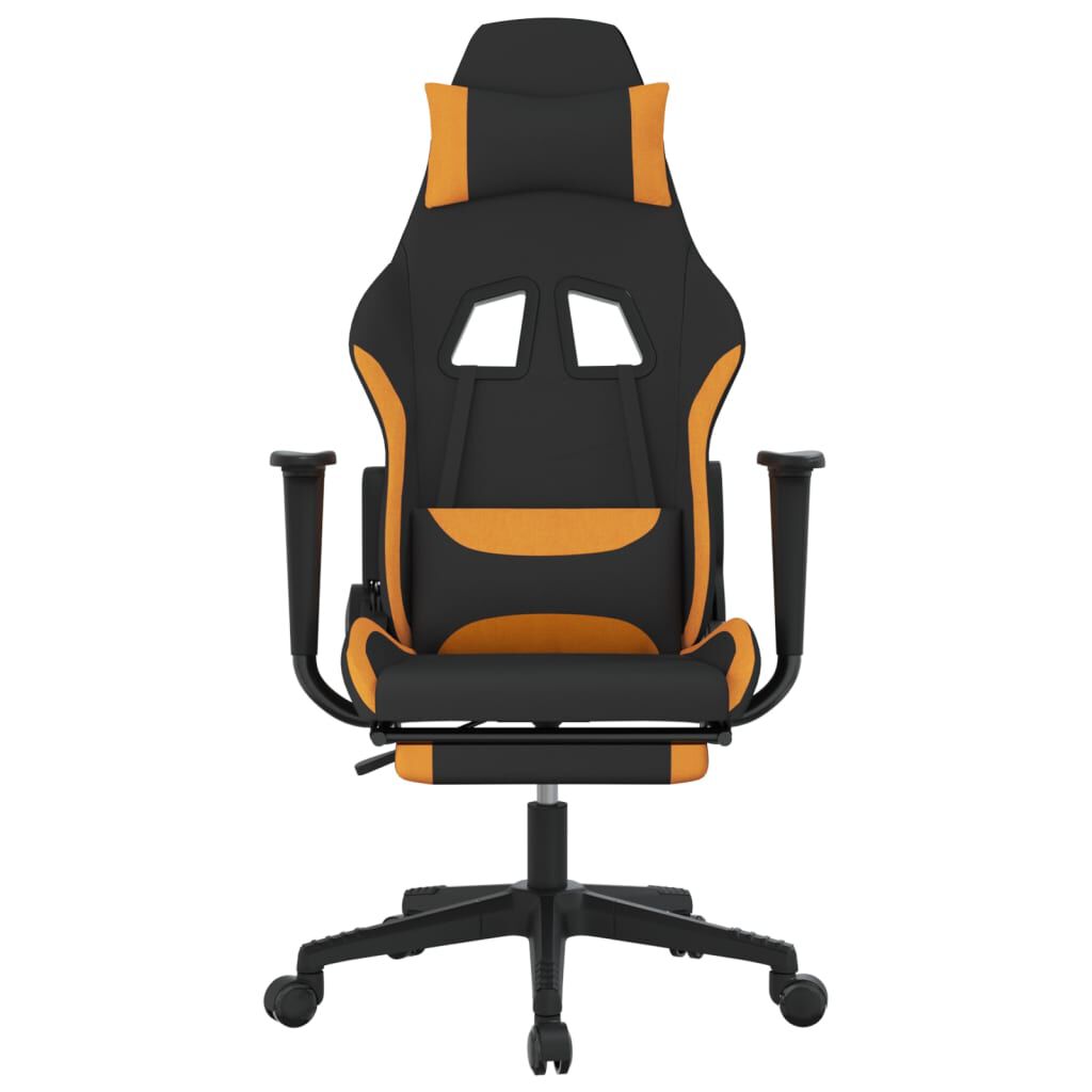 vidaXL Καρέκλα Μασάζ Gaming Μαύρο/Πορτοκαλί Ύφασμα με Υποπόδιο
