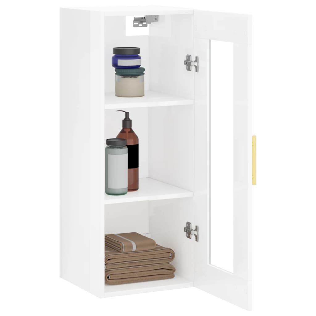 vidaXL Ντουλάπι Τοίχου Γυαλιστερό Λευκό 34,5 x 34 x 90 εκ.