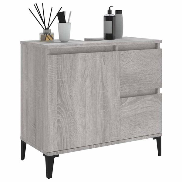 vidaXL Ντουλάπι Μπάνιου Γκρι Sonoma 65x33x60 εκ. Επεξεργασμένο Ξύλο