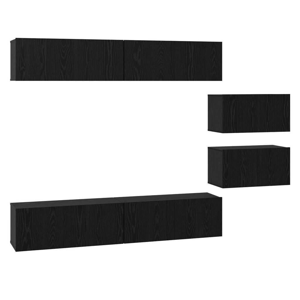 vidaXL Σετ επίπλου τηλεόρασης 6 pcs Μαύρη Οξυά 80 x 30 x 30.5 εκ Small