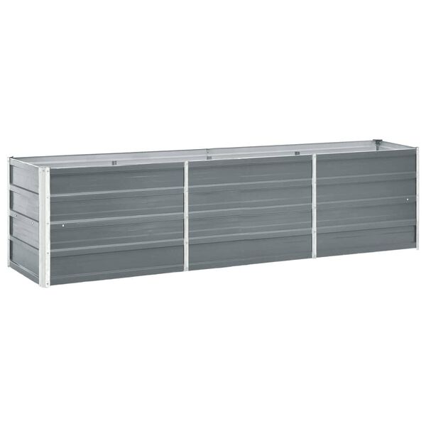 vidaXL Ζαρντινιέρα Υπερυψωμένη Γκρι 240x40x45 εκ. Γαλβανισμ. Χάλυβας