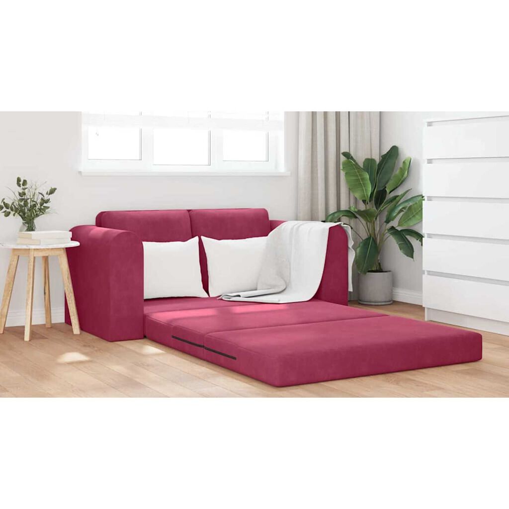 vidaXL Κρεβάτι καναπές Κόκκινο 148 x 71 x 83 εκ. Βελούδο
