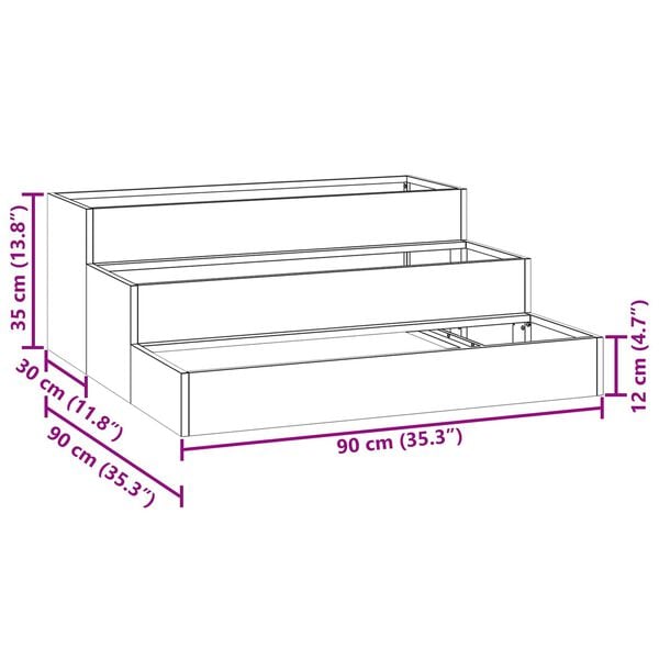 vidaXL Γλάστρα Κήπου Λευκό 90 x 90 x 35 εκ Ατσάλι