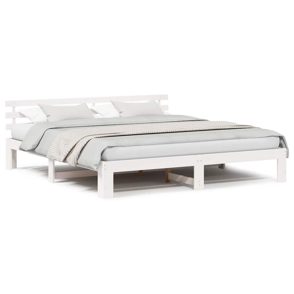 vidaXL Σκελετός Κρεβατιού Λευκό 180 x 200 cm Μασίφ ξύλο πεύκου