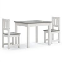 vidaXL Παιδικό Σετ Τραπέζι με Καρέκλες 3 τεμ. Λευκό και Γκρι MDF