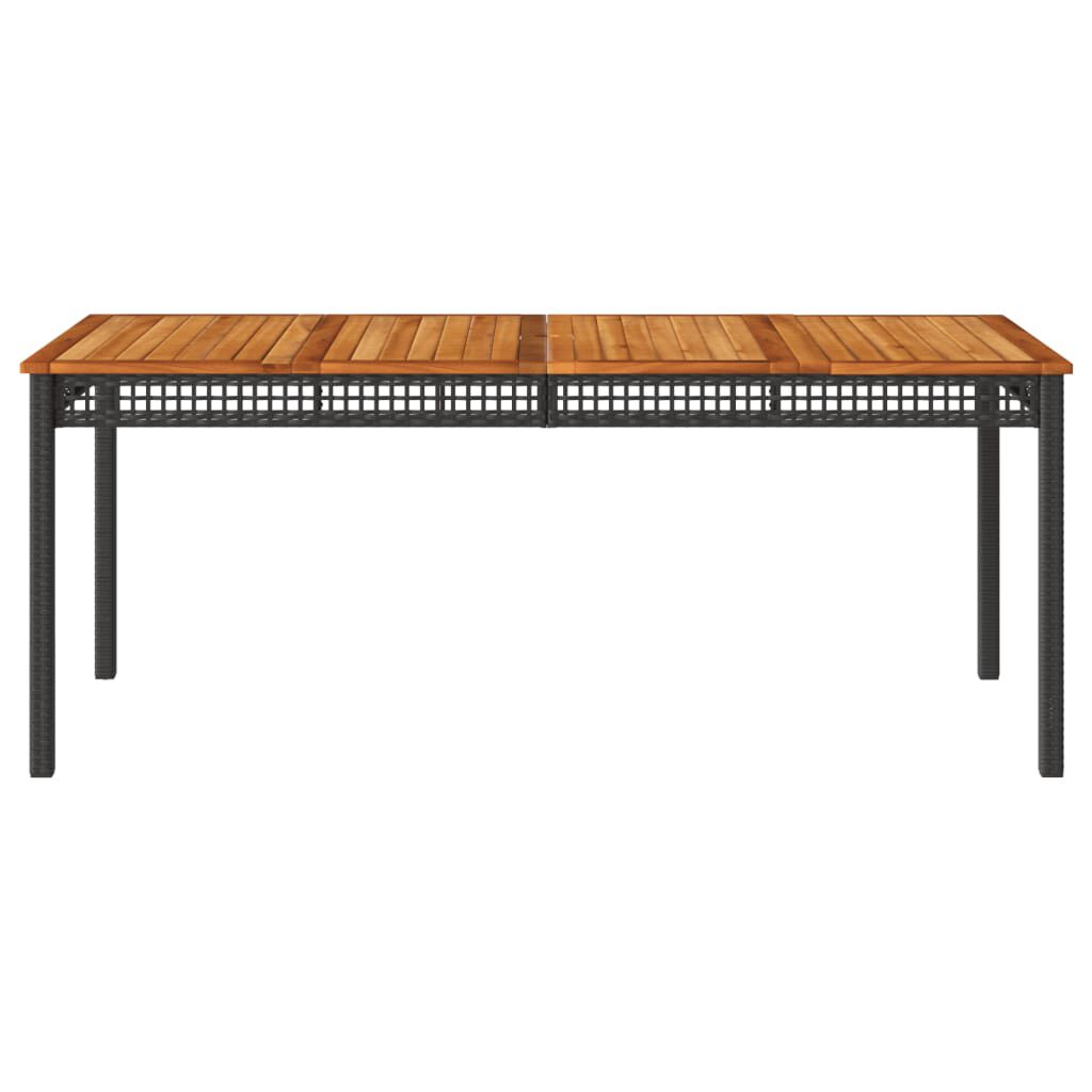 vidaXL Τραπέζι Κήπου Μαύρο 180x90x75 εκ. Συνθετικό Ρατάν/Ξύλο Ακακίας