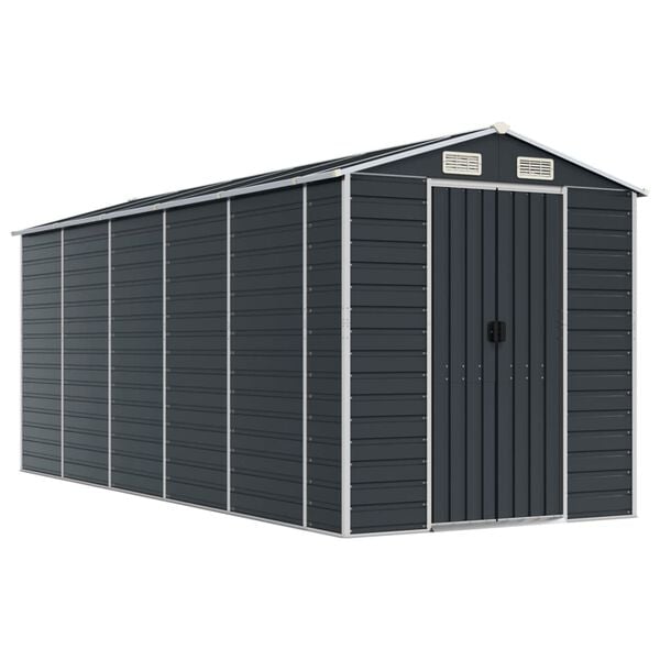 vidaXL Αποθήκη Κήπου Ανθρακί 191x470x198 εκ. Γαλβανισμένο Ατσάλι