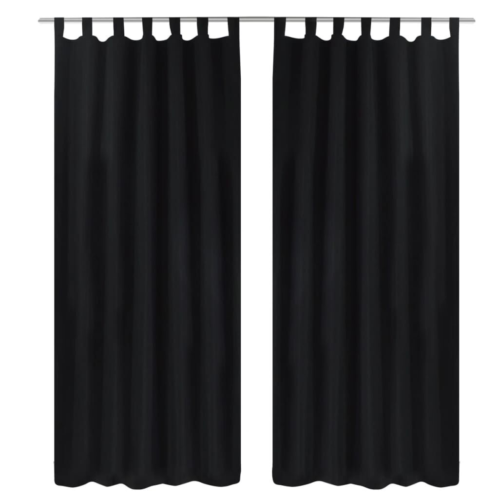 Κουρτίνες με Θηλιές 2 τεμ. Μαύρες 140 x 225 εκ. από Microsatin