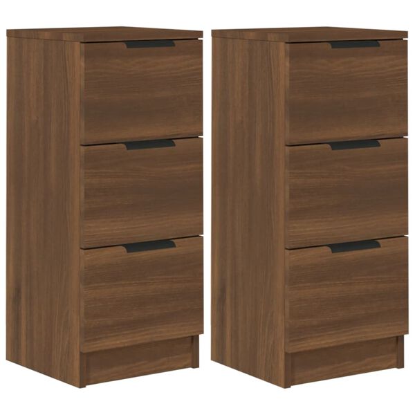 vidaXL Συρταριέρες 2 τεμ. Καφέ Δρυς 30x30x70 εκ. Επεξεργασμένο Ξύλο