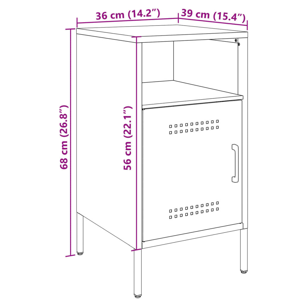 vidaXL Κομοδίνο Λευκό 36x39x68 εκ. από Χάλυβα