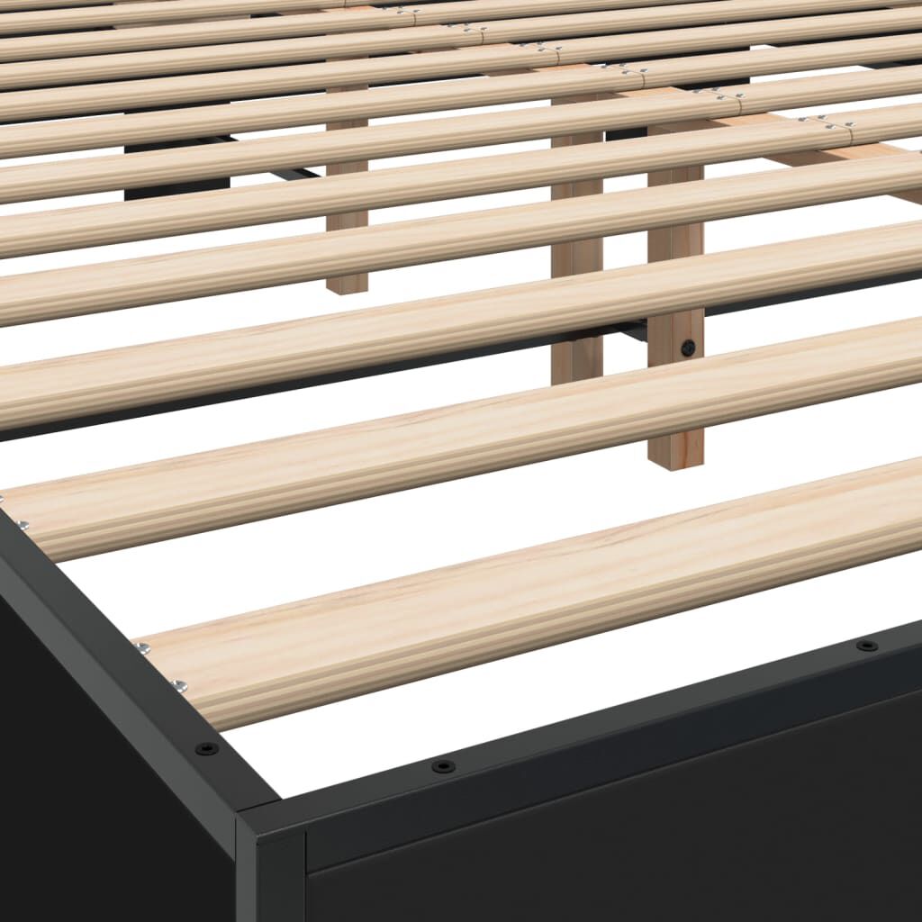 vidaXL Πλαίσιο Κρεβατιού Μαύρο 160x200 εκ. Επεξ. Ξύλο & Μέταλλο