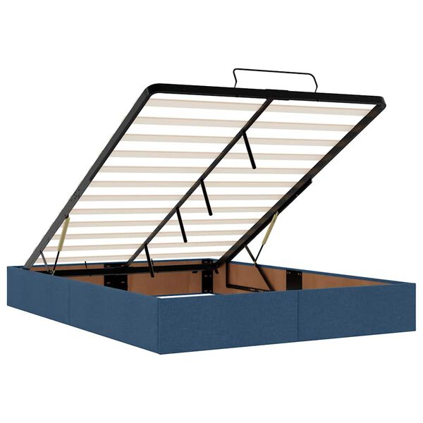 vidaXL Οθωμανικό κρεβάτι με στρώμα μπλε 140x200cm ύφασμα