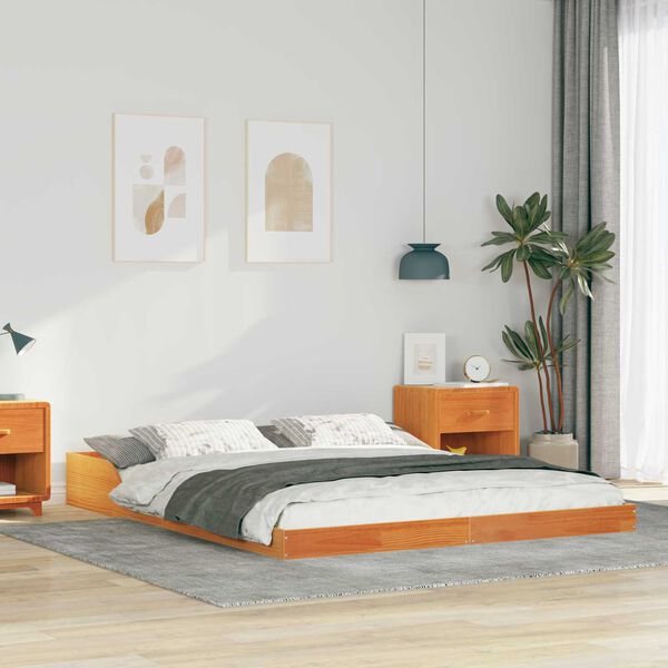 vidaXL Σκελετός Κρεβατιού Καφέ κεριού 160 x 210 cm Μασίφ ξύλο πεύκου