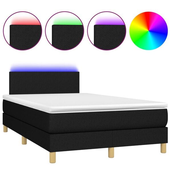 vidaXL &Kappa;&rho;&epsilon;&beta;ά&tau;&iota; Boxspring &mu;&epsilon; &Sigma;&tau;&rho;ώ&mu;&alpha; & LED &Mu;&alpha;ύ&rho;&omicron; 120x200 &epsilon;&kappa;. &Upsilon;&phi;&alpha;&sigma;&mu;ά&tau;&iota;&nu;&omicron;