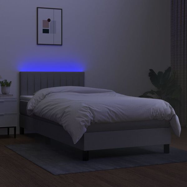 vidaXL &Kappa;&rho;&epsilon;&beta;ά&tau;&iota; Boxspring &mu;&epsilon; &Sigma;&tau;&rho;ώ&mu;&alpha; & LED &Alpha;&nu;.&Gamma;&kappa;&rho;&iota; 90x190 &epsilon;&kappa;. &Upsilon;&phi;&alpha;&sigma;&mu;ά&tau;&iota;&nu;&omicron;