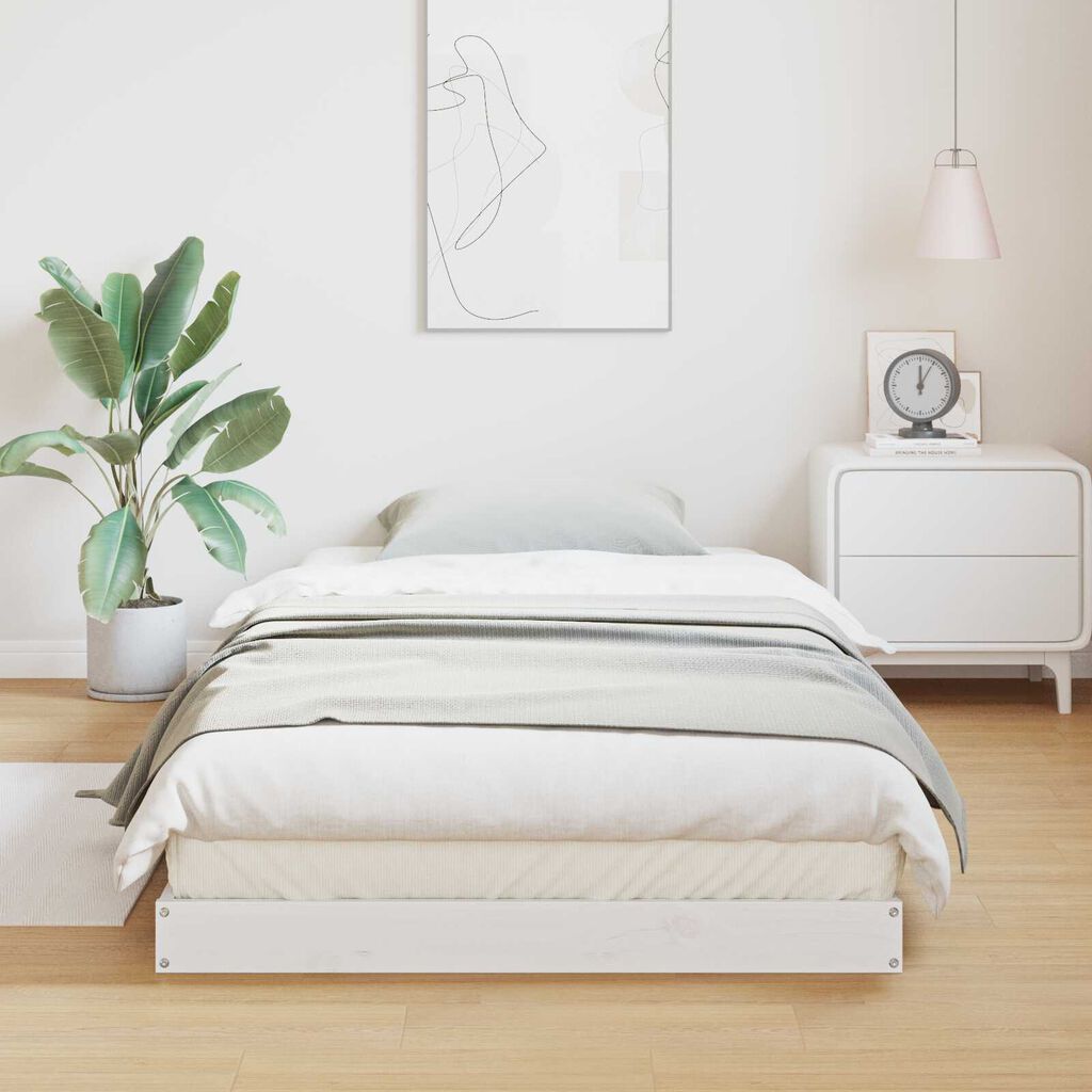 vidaXL Κρεβάτι δαπέδου Λευκό 80 x 210 cm Μασίφ ξύλο πεύκου