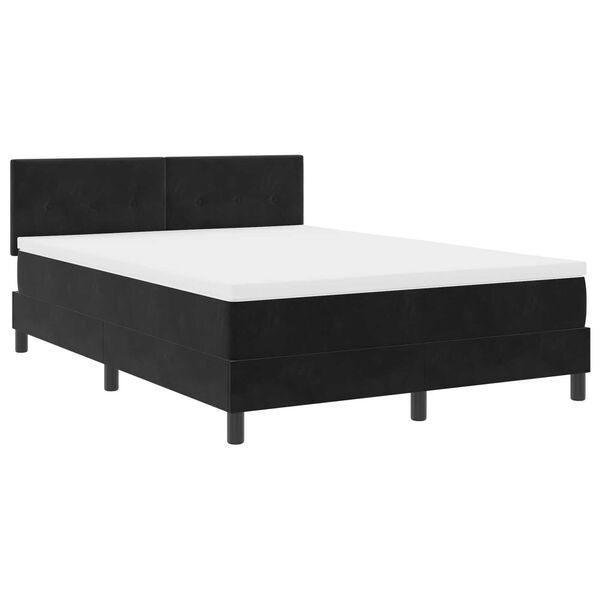 vidaXL Κρεβάτι Box Spring με Στρώμα & LED Μαύρο 160x200 εκ. Βελούδο