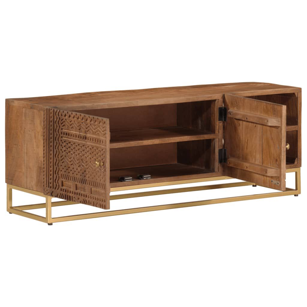 vidaXL Έπιπλο Τηλεόρασης 110 x 30 x 40 εκ. Μασίφ Ξύλο Μάνγκο & Σίδηρος