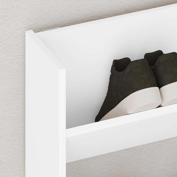 vidaXL Παπουτσοθήκη Τοίχου Λευκή 80 x 18 x 90 εκ. από Επεξ. Ξύλο