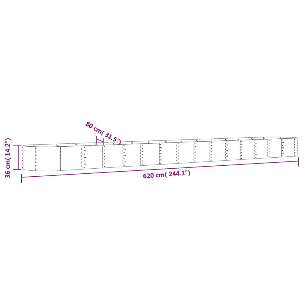 vidaXL Ζαρντινιέρα Ανθρακί 620x80x36 εκ Ατσάλι με Ηλεκτρ. Βαφή Πούδρας